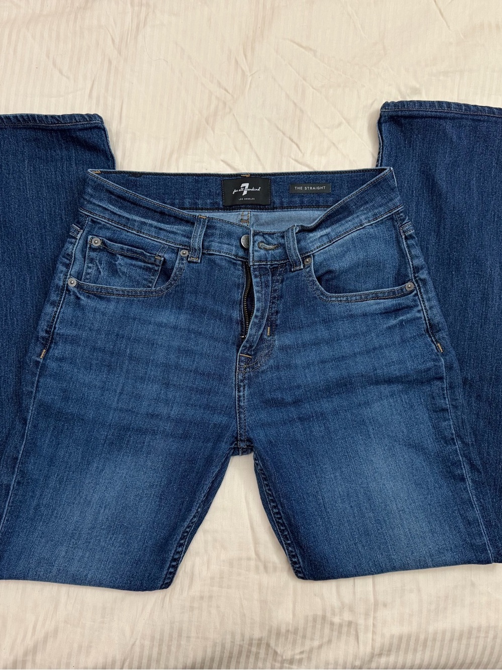 7 For All Mankind Straight Leg Jeans in Deep Blue Wash